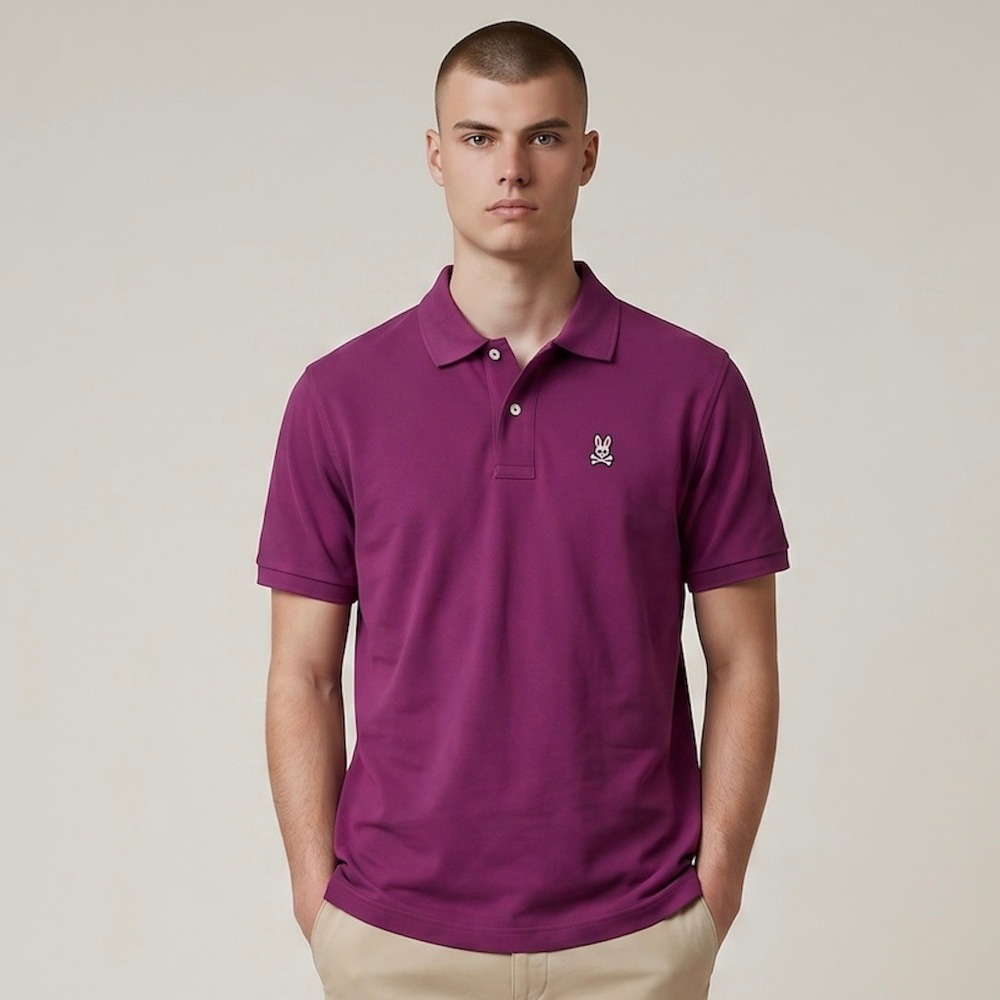 Psycho Bunny Men's Classic Piqué Polo Shirt Boysenberry Purple Size 8 XXL 2XL - Picture 1 of 9
